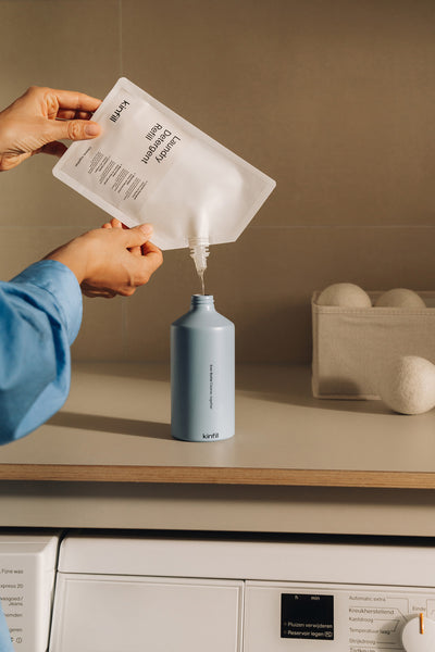 Fill the bottle with the pouch